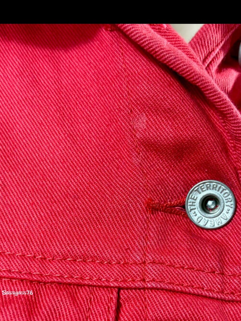 🆕THE TERRITORY AHEAD▪️Red 100% Cotton Seamed Fitted Jean Jacket - Picture 7 of 7
